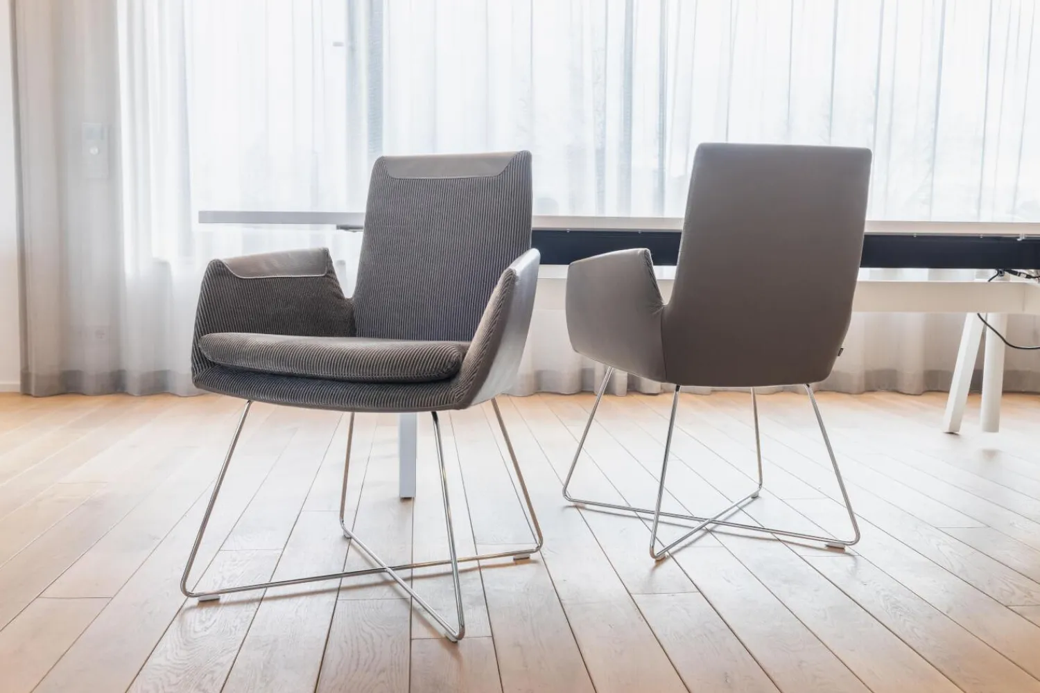 COR Stuhlsets|2er-Set Stuhl dia Leder 172 Trüffel Grau 9081