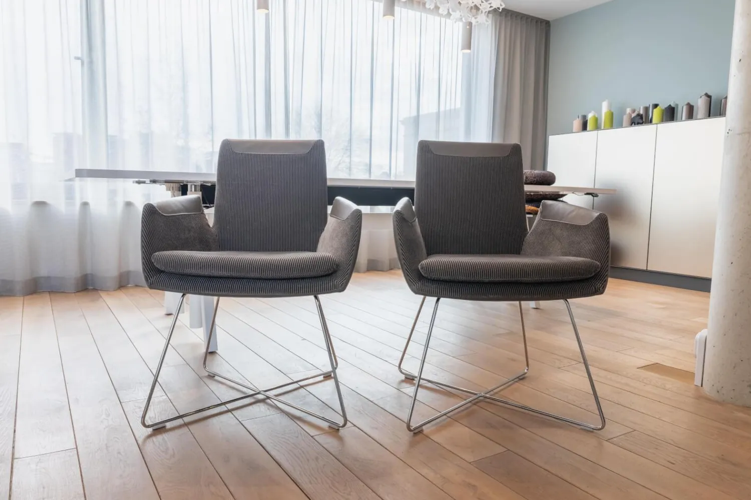 COR Stuhlsets|2er-Set Stuhl dia Leder 172 Trüffel Grau 9081