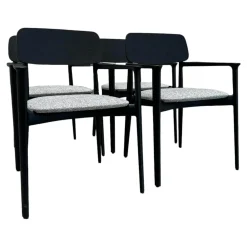 Poliform Stuhlsets|4er-Set Stuhl Curve Stoff E Skyros 04 Visione Grau Gestell Ulme Schwarz