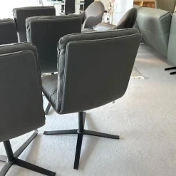 Hülsta Stuhlsets|6er-Set Stuhl D 27 Leder Nubuk Touch 5617 Schwarz Drehgestell Metall Schwarz Pulverbeschichtet