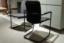 Tecta Stuhlsets|2er-Set Stuhl D14 Bauhaus-Stof Schwarz Weiß Stahlrohr Schwarz Pulverbeschichtet