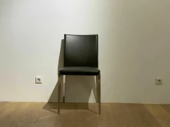 Molteni & C Stuhlsets|4er-Set Stuhl Dart Leder Braun Mocca Gestell Aluminiumdruckguss Hochglanz