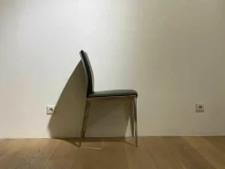 Molteni & C Stuhlsets|4er-Set Stuhl Dart Leder Braun Mocca Gestell Aluminiumdruckguss Hochglanz