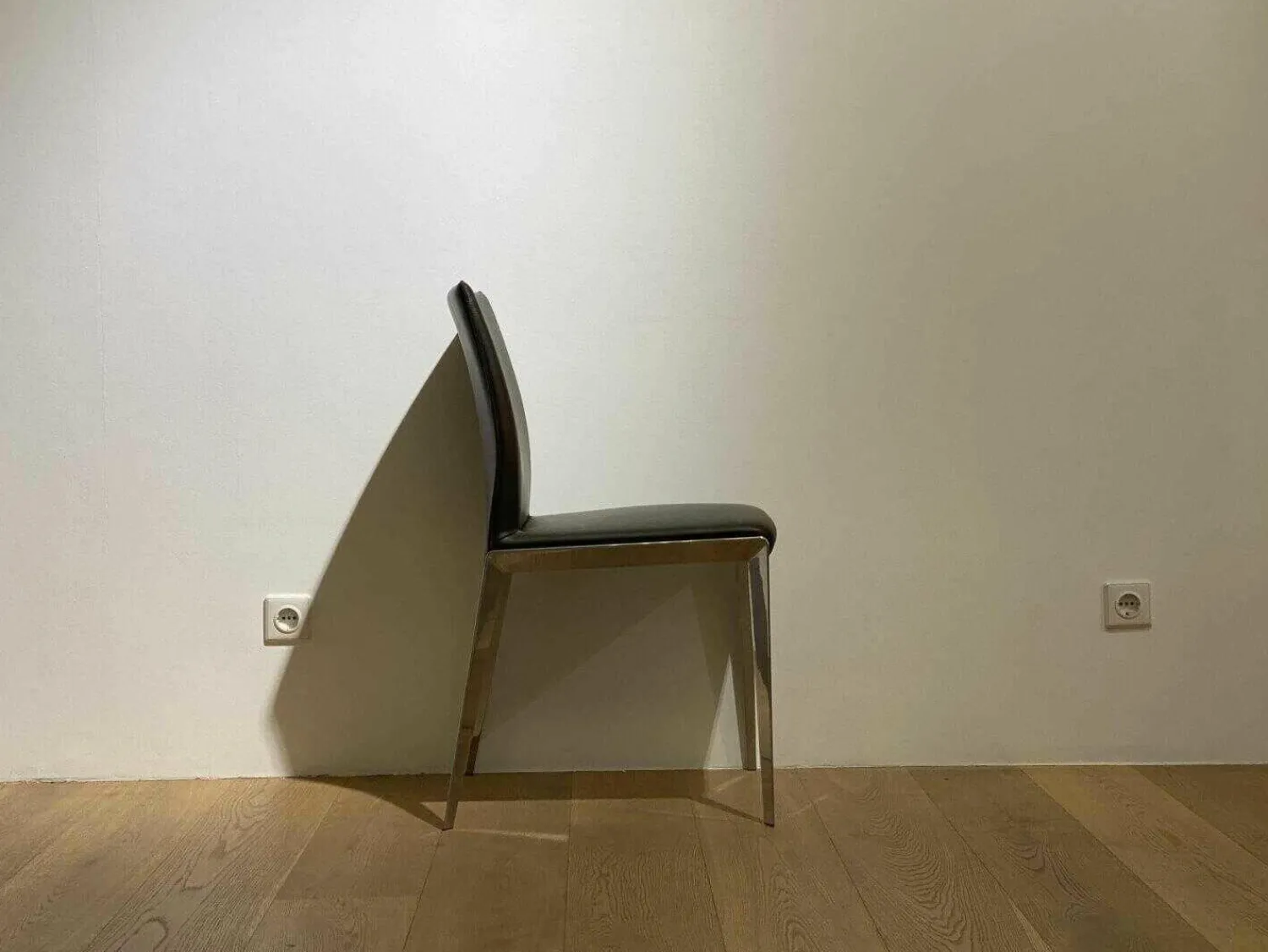 Molteni & C Stuhlsets|4er-Set Stuhl Dart Leder Braun Mocca Gestell Aluminiumdruckguss Hochglanz