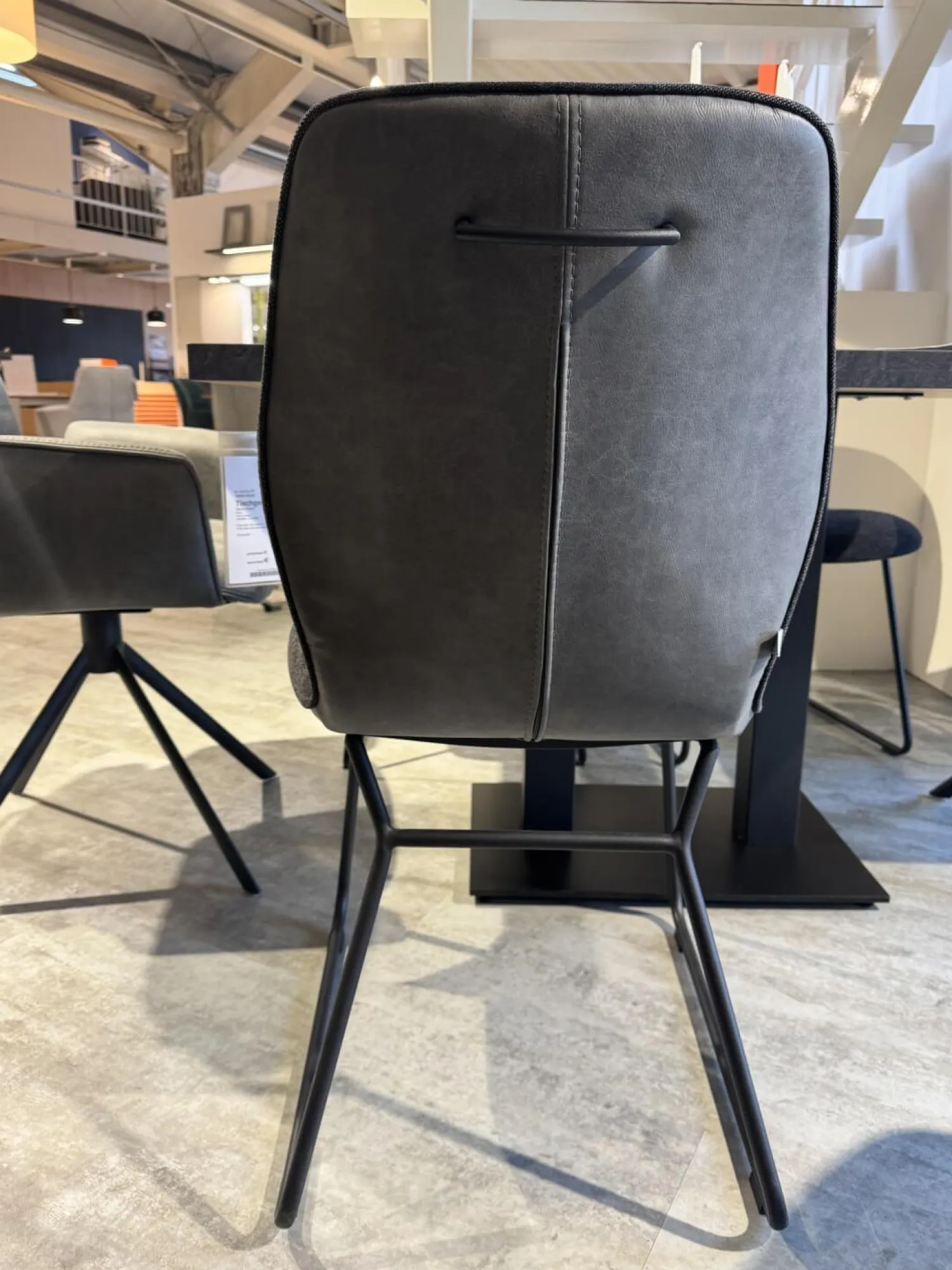 Global Stuhlsets|6er-Set Stuhl Dinner Stoff Microfaser Ledo Grau Gestell 1x Stativ Drehbar Metall Schwarz 1x Stativ Fest Metall Schwarz Und 4x Kufen Eisen Schwarz