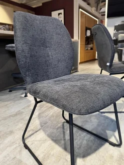 Global Stuhlsets|6er-Set Stuhl Dinner Stoff Microfaser Ledo Grau Gestell 1x Stativ Drehbar Metall Schwarz 1x Stativ Fest Metall Schwarz Und 4x Kufen Eisen Schwarz