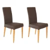 Lavida Stuhlsets|2er-Set Stuhl Diverso Leder Toledo Bruin Braun Gestell Vierfuß Eiche Lackiert