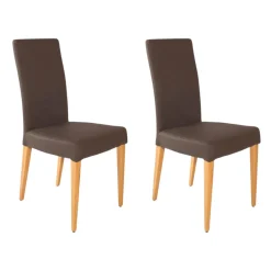 Lavida Stuhlsets|2er-Set Stuhl Diverso Leder Toledo Bruin Braun Gestell Vierfuß Eiche Lackiert