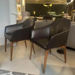 De Sede Stuhlsets|2er-Set Stuhl DS 279 01 Leder Select Café Braun Gestell Nussbaum