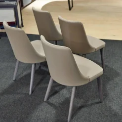 San Giacomo Stuhlsets|4er-Set Stuhl Eva Kunstleder A Farbe Talpa Beige Füße Eiche Grigio ohne Armlehne