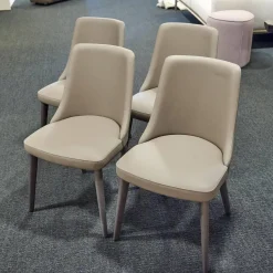San Giacomo Stuhlsets|4er-Set Stuhl Eva Kunstleder A Farbe Talpa Beige Füße Eiche Grigio ohne Armlehne