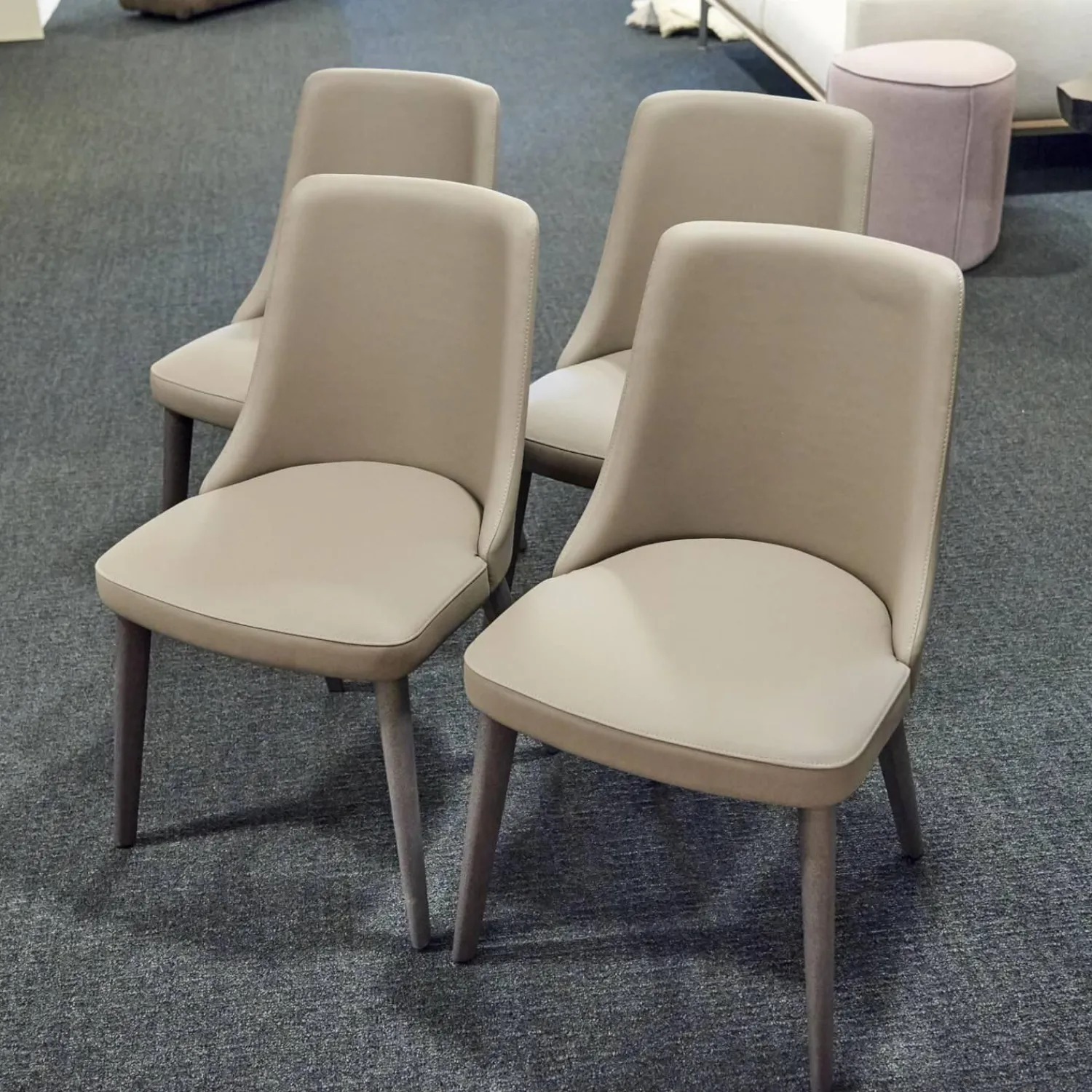 San Giacomo Stuhlsets|4er-Set Stuhl Eva Kunstleder A Farbe Talpa Beige Füße Eiche Grigio ohne Armlehne