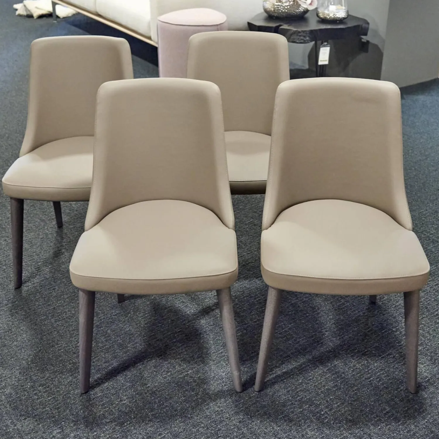 San Giacomo Stuhlsets|4er-Set Stuhl Eva Kunstleder A Farbe Talpa Beige Füße Eiche Grigio ohne Armlehne