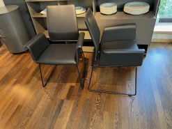 COR Stuhlsets|2er-Set Stuhl Fino Leder 282 Basalt Grau Füße Metall Schwarz Lackiert