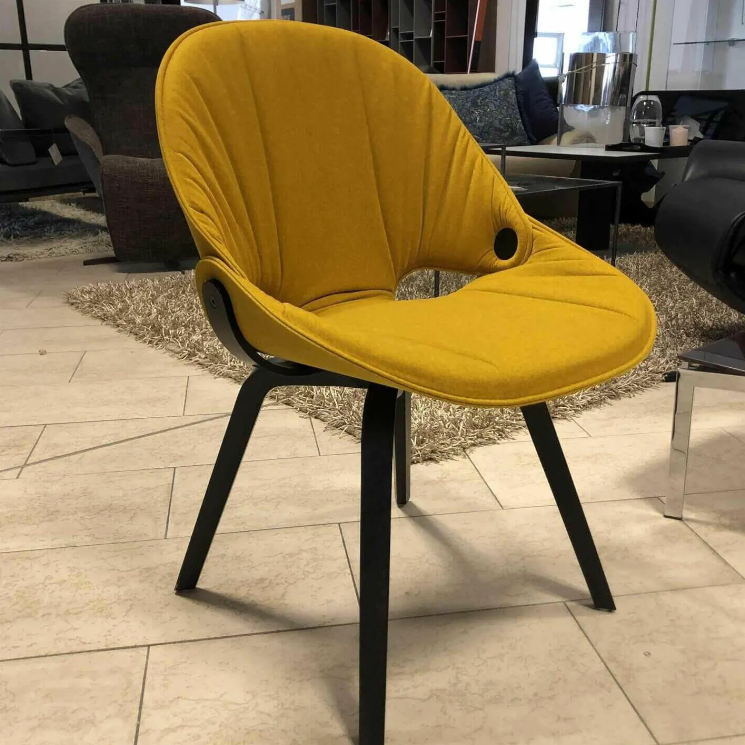 Tonon Stuhlsets|4er-Set Stuhl Flat 4NH Stoff Senf Holzfuß Esche Schwarz