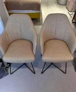 IP Design Stuhlsets|2er-Set Stuhl Flow Dining Stoff Dedar Lutetia Jute Dunkelbeige Drahtuntergestell Tiefschwarz