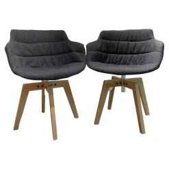 MDF Italia Stuhlsets|2er-Set Stuhl Flow Slim Stoff Sbiancato Tika mit vier Füßen in Bleicheiche