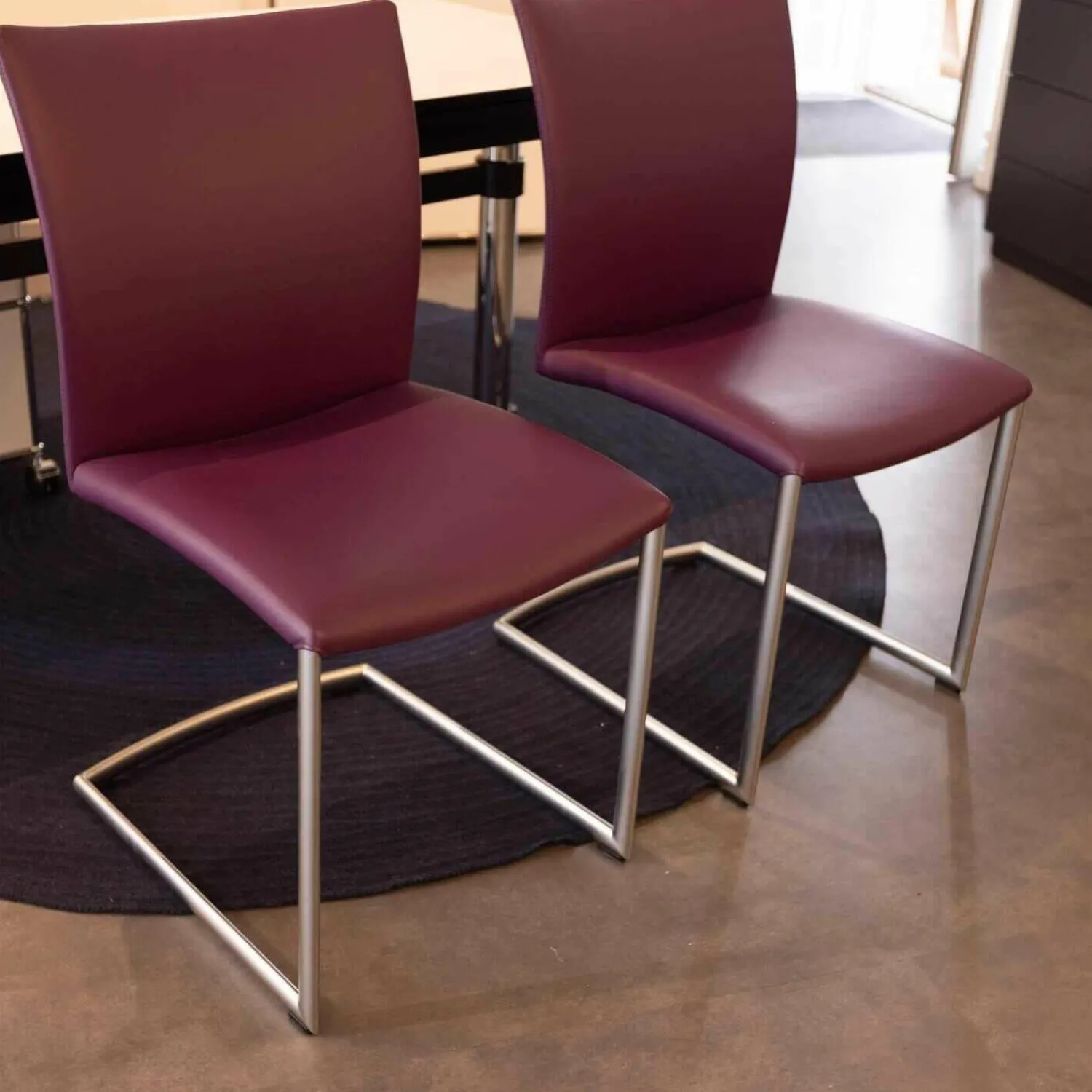 Draenert Stuhlsets|2er-Set Stuhl Freischwinger Nobile Swing Soft Leder Lila