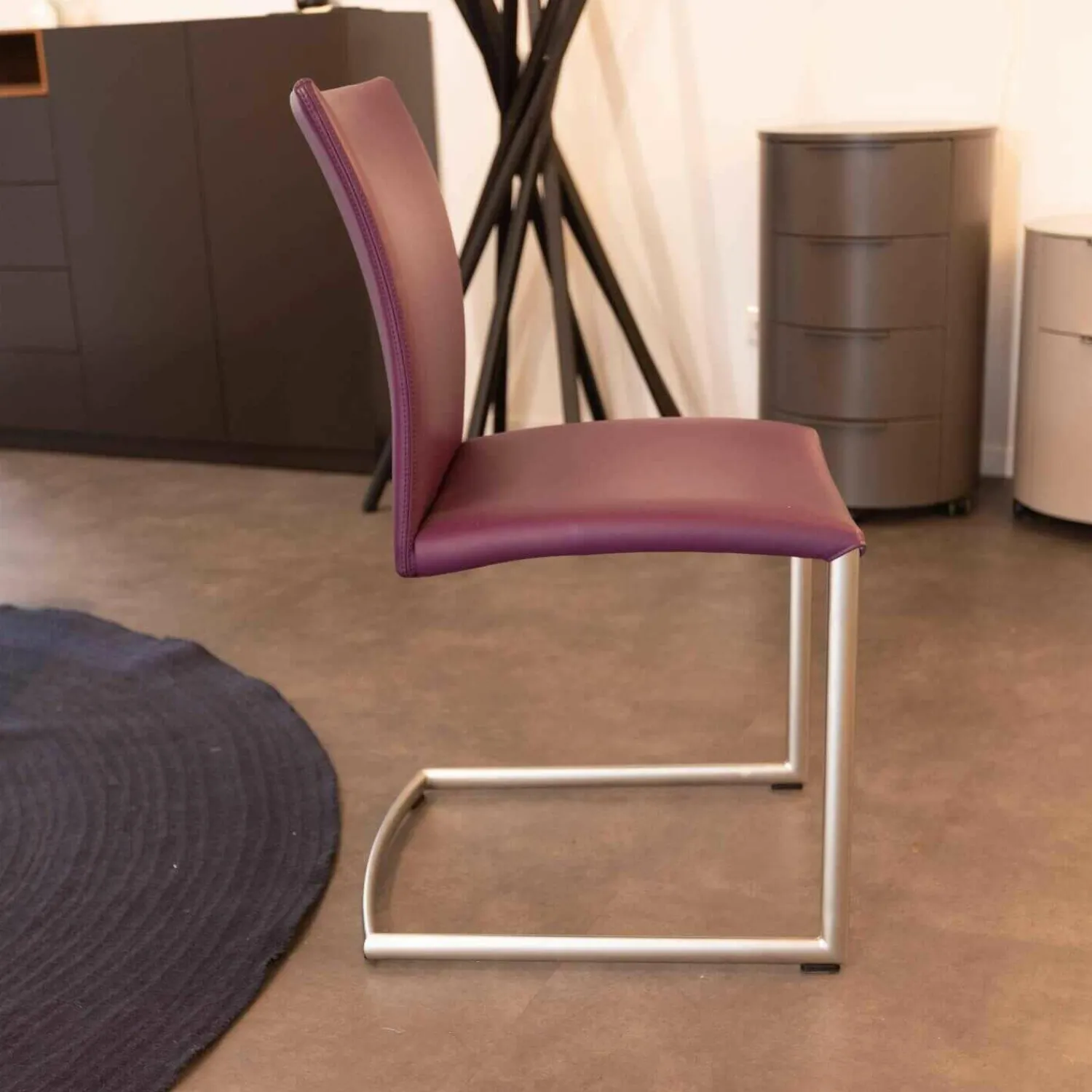 Draenert Stuhlsets|2er-Set Stuhl Freischwinger Nobile Swing Soft Leder Lila