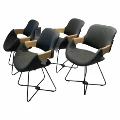 Hartmann Stuhlsets|4er-Set Stuhl Harta Stoff Mittelgrau Kerneiche Umato Drahtgestell Schwarz