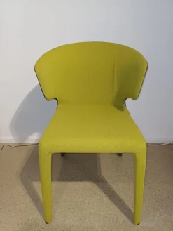 Cassina Stuhlsets|4er-Set Stuhl Hola Außen Leder 13X267 Grau Innen Stoff 13K550 Gelb Grün