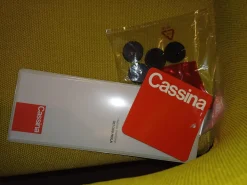 Cassina Stuhlsets|4er-Set Stuhl Hola Außen Leder 13X267 Grau Innen Stoff 13K550 Gelb Grün