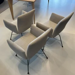 COR Stuhlsets|3er-Set Stuhl Jalis Stoff 8081 Muschel Grau Gestell Schwarz