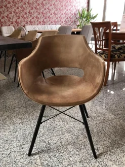 Bodahl Stuhlsets|4er-Set Stuhl Jazz Leder 105 Kenia Brown Braun 4 Fußgestell Holz Schwarz Lackiert Mit Metallstreben