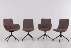 Werther Stuhlsets|4er-Set Stuhl Jona Innen Stoff U3255K Braun Rot Außen Leder L9999A Braun Rot Gestell Schwarz