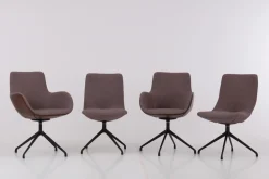 Werther Stuhlsets|4er-Set Stuhl Jona Innen Stoff U3255K Braun Rot Außen Leder L9999A Braun Rot Gestell Schwarz