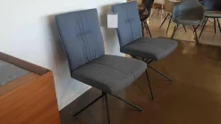 WK Wohnen Stuhlsets|2er-Set Stuhl Koa WK 703 Stoff JAB W1 Woolen Grau Kreuzfuß Puverbeschichtet Schwarz