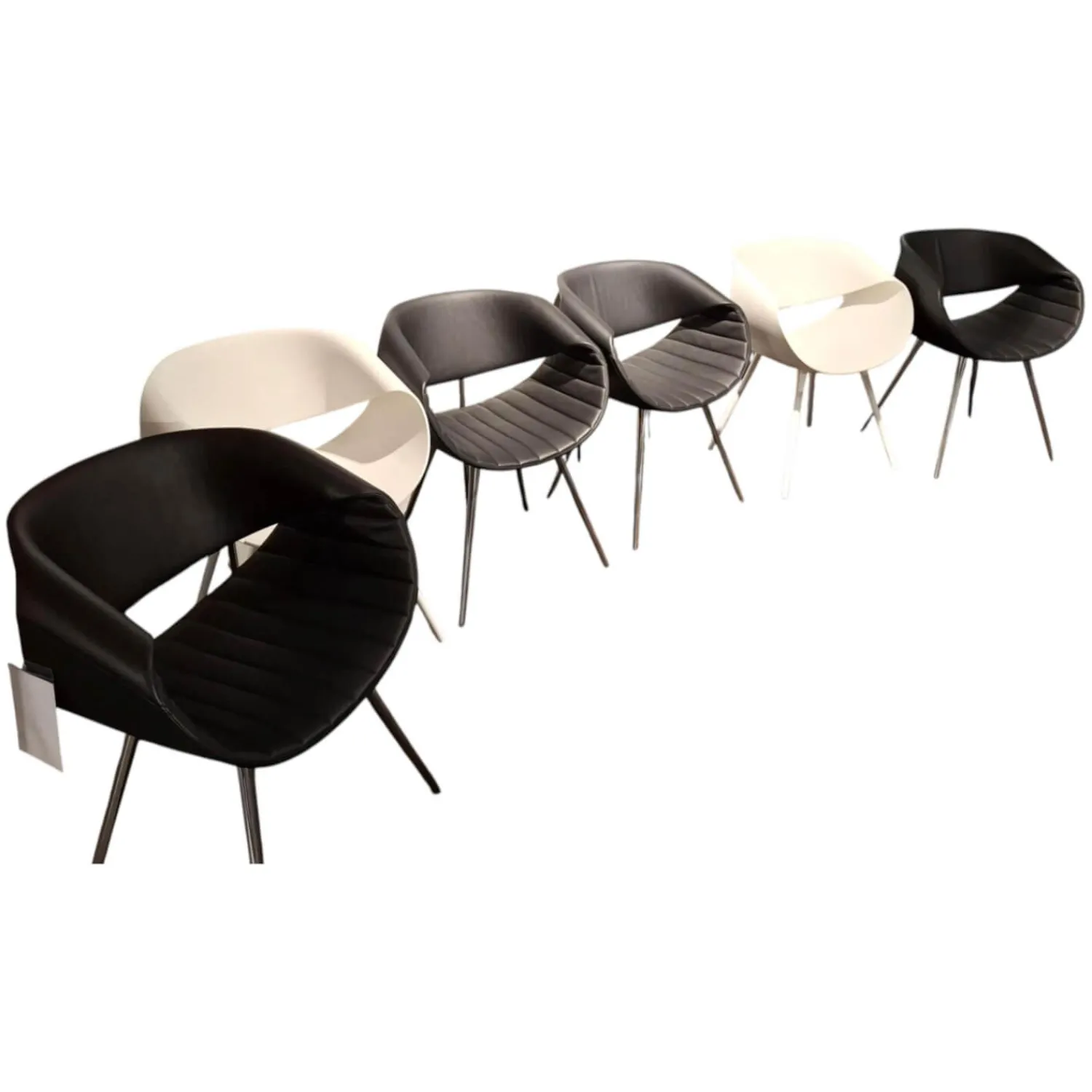 Züco Stuhlsets|6er-Set Stuhl Little Perillo Leder Premium Schwarz Kunststoff Weiß