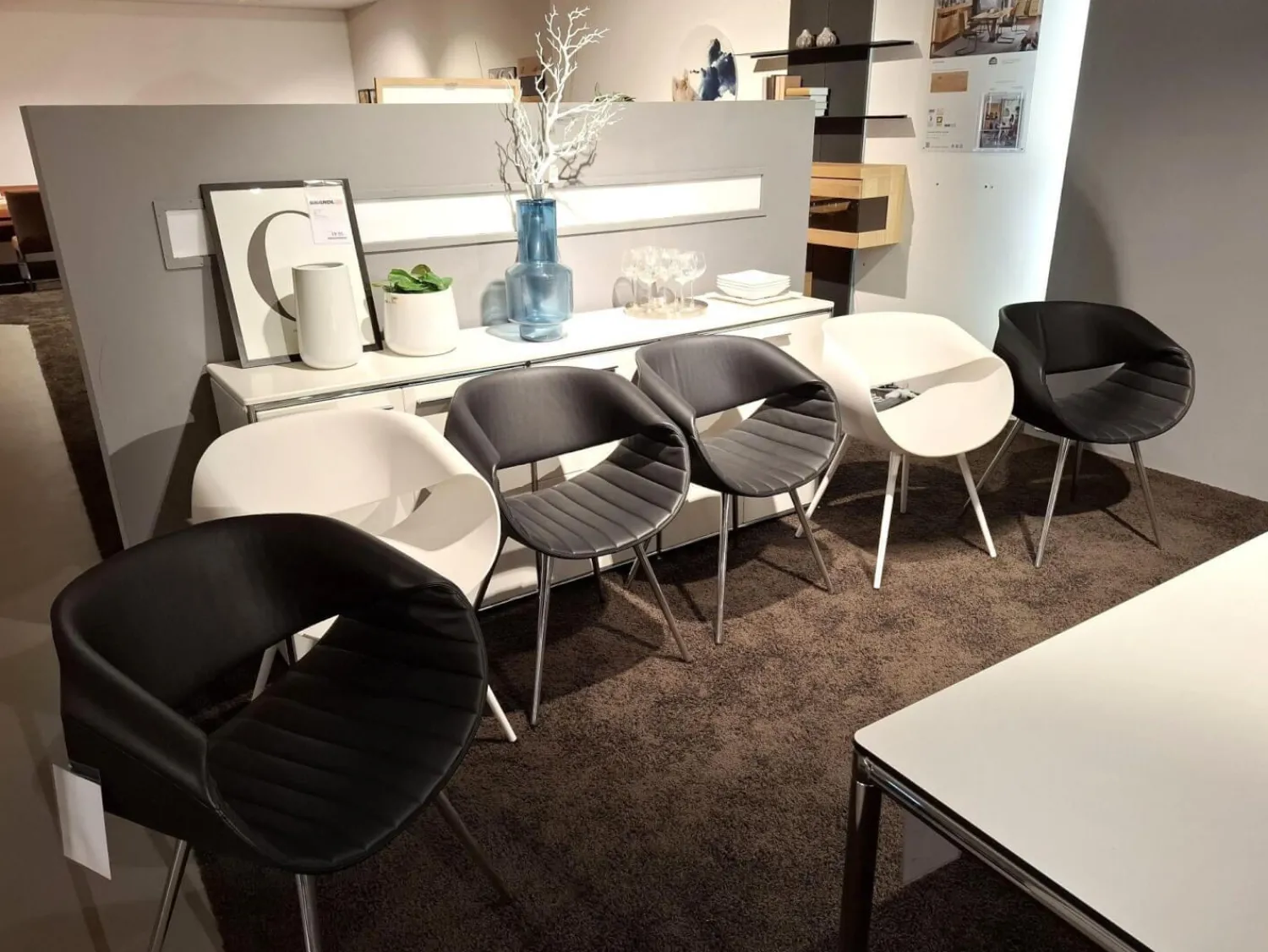 Züco Stuhlsets|6er-Set Stuhl Little Perillo Leder Premium Schwarz Kunststoff Weiß