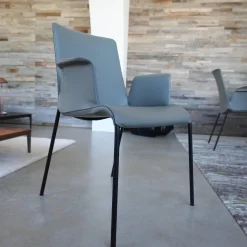 Walter Knoll Stuhlsets|2er-Set Stuhl Liz 1302 Leder Congress 1440 Marram Grau Bise Schwarz 4 Bein Untergestell Matt Pulverbeschichtet Schwarz