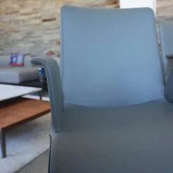 Walter Knoll Stuhlsets|2er-Set Stuhl Liz 1302 Leder Congress 1440 Marram Grau Bise Schwarz 4 Bein Untergestell Matt Pulverbeschichtet Schwarz