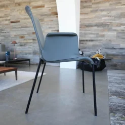 Walter Knoll Stuhlsets|2er-Set Stuhl Liz 1302 Leder Congress 1440 Marram Grau Bise Schwarz 4 Bein Untergestell Matt Pulverbeschichtet Schwarz