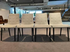 Walter Knoll Stuhlsets|4er-Set Stuhl Liz Wood 1322 Stoffbezug Bamboo 7550 off white ohne Armlehne hoher Rücken Softpolsteru