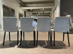 Walter Knoll Stuhlsets|4er-Set Stuhl Liz Wood 1322 Stoffbezug Bamboo 7550 off white ohne Armlehne hoher Rücken Softpolsteru