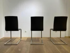 Girsberger Stuhlsets|3er-Set Stuhl Lynn B106 Leder Donna Mokka 5000 Braun Gestell Edelstahl