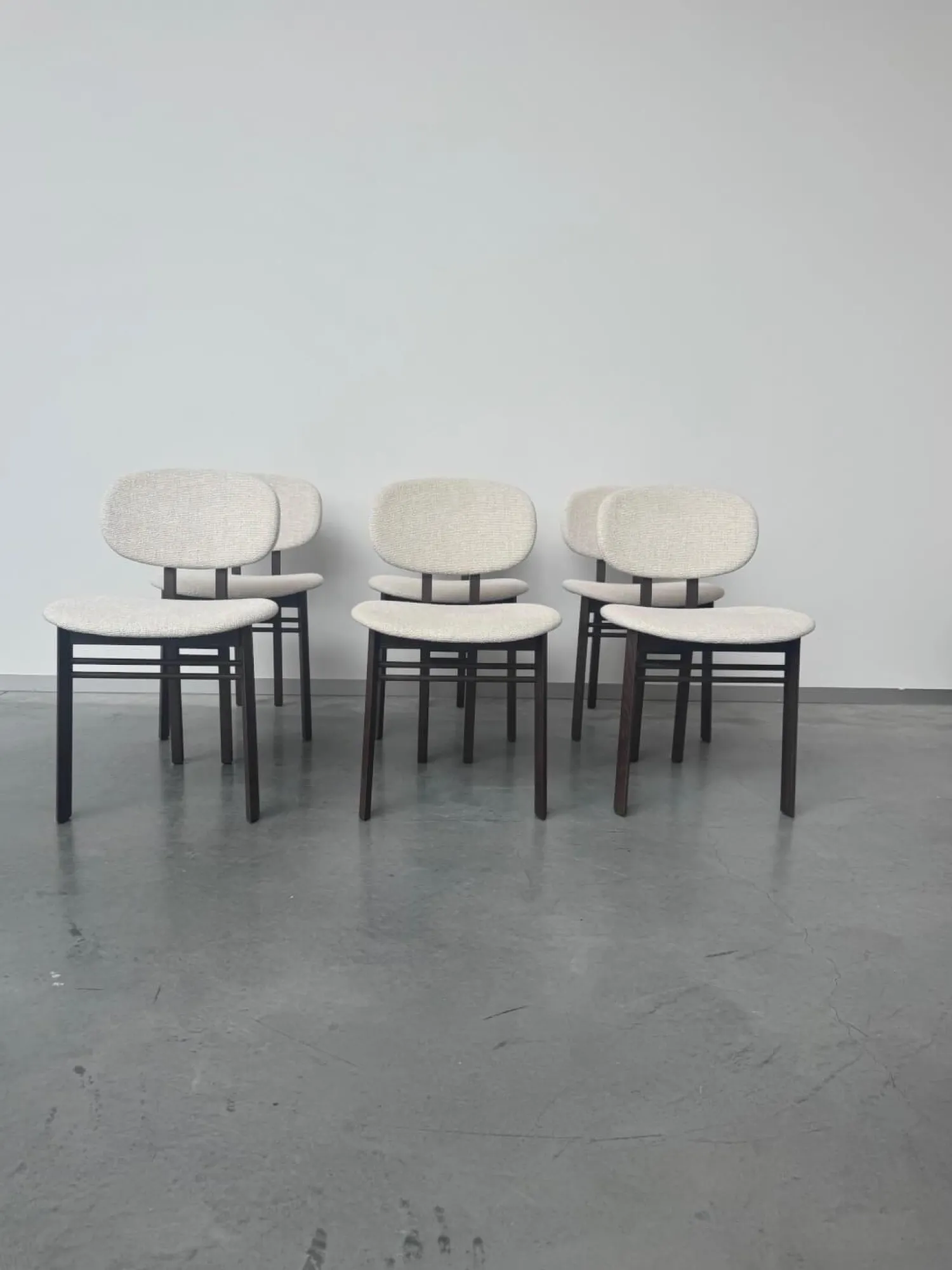 Acerbis Stuhlsets|6er-Set Stuhl Med Stoff G Moss 04 R648 Beige Gestell Nussbaum Dunkel Gebeizt