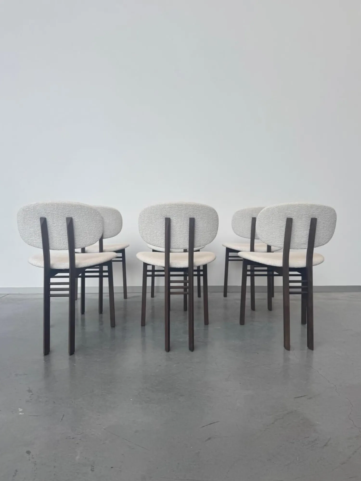 Acerbis Stuhlsets|6er-Set Stuhl Med Stoff G Moss 04 R648 Beige Gestell Nussbaum Dunkel Gebeizt