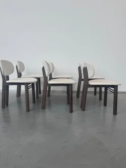 Acerbis Stuhlsets|6er-Set Stuhl Med Stoff G Moss 04 R648 Beige Gestell Nussbaum Dunkel Gebeizt