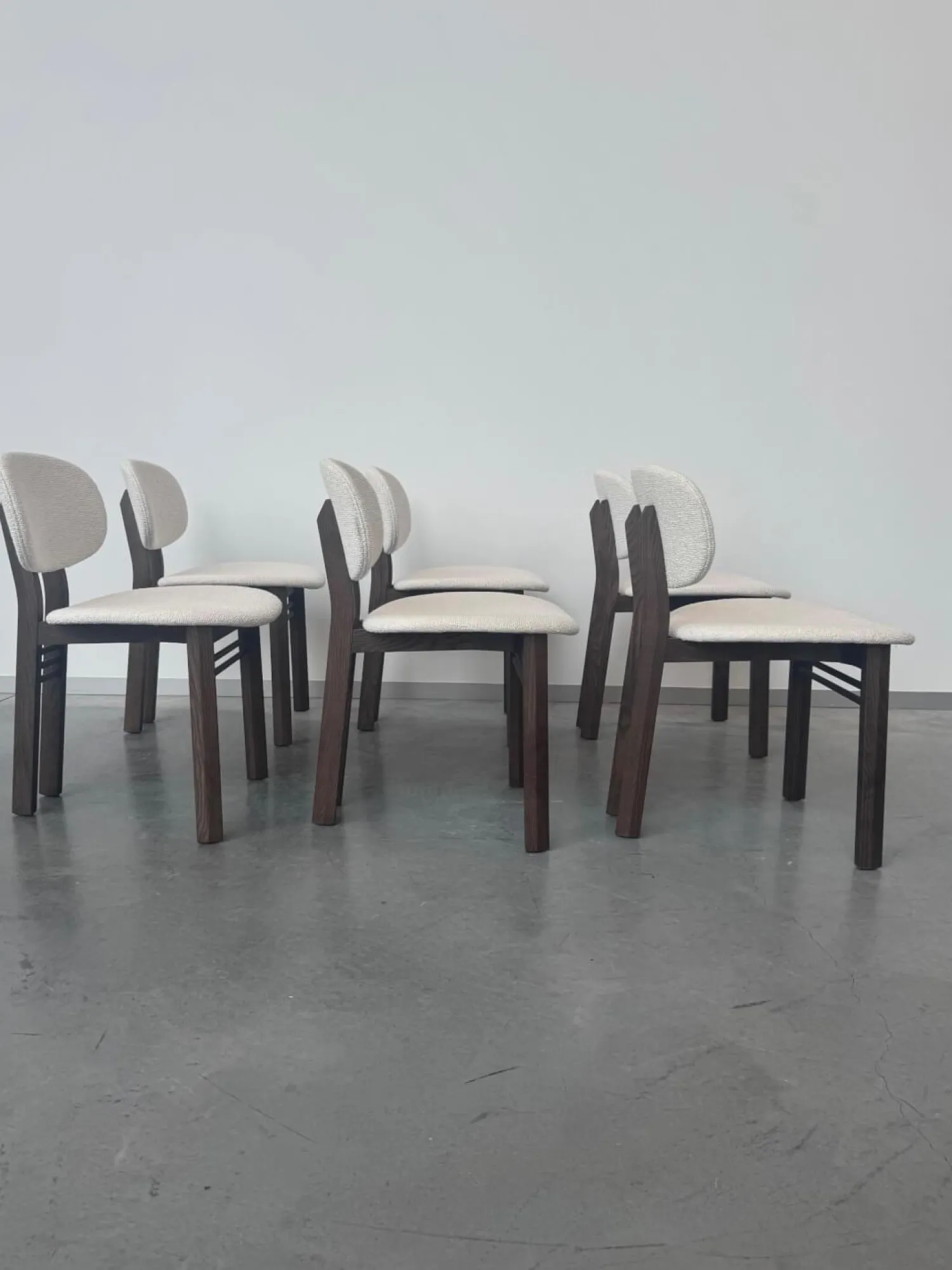 Acerbis Stuhlsets|6er-Set Stuhl Med Stoff G Moss 04 R648 Beige Gestell Nussbaum Dunkel Gebeizt