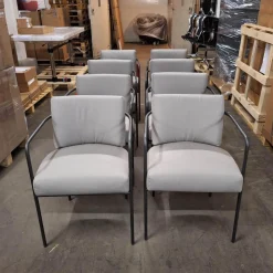 Living Divani Gartenstühle|8er-Set Stuhl Mine Café Stoff Ginostra 94 Grau Geflecht PVC Schwarz Rahmen Edelstahl Gunmeta Schwarz