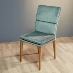 Nouvion Stuhlsets|2er-Set Stuhl Mit Bank Stoff Trivisio Lugano Skyblue Gestell Eiche Bianco Geölt