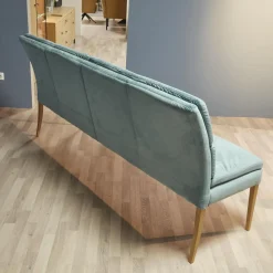 Nouvion Stuhlsets|2er-Set Stuhl Mit Bank Stoff Trivisio Lugano Skyblue Gestell Eiche Bianco Geölt