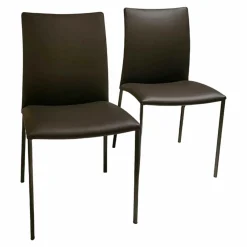 Draenert Stuhlsets|2er-Set Stuhl Nobile Soft Leder 740013 Dunkelbraun Gestell Dunkelbronze