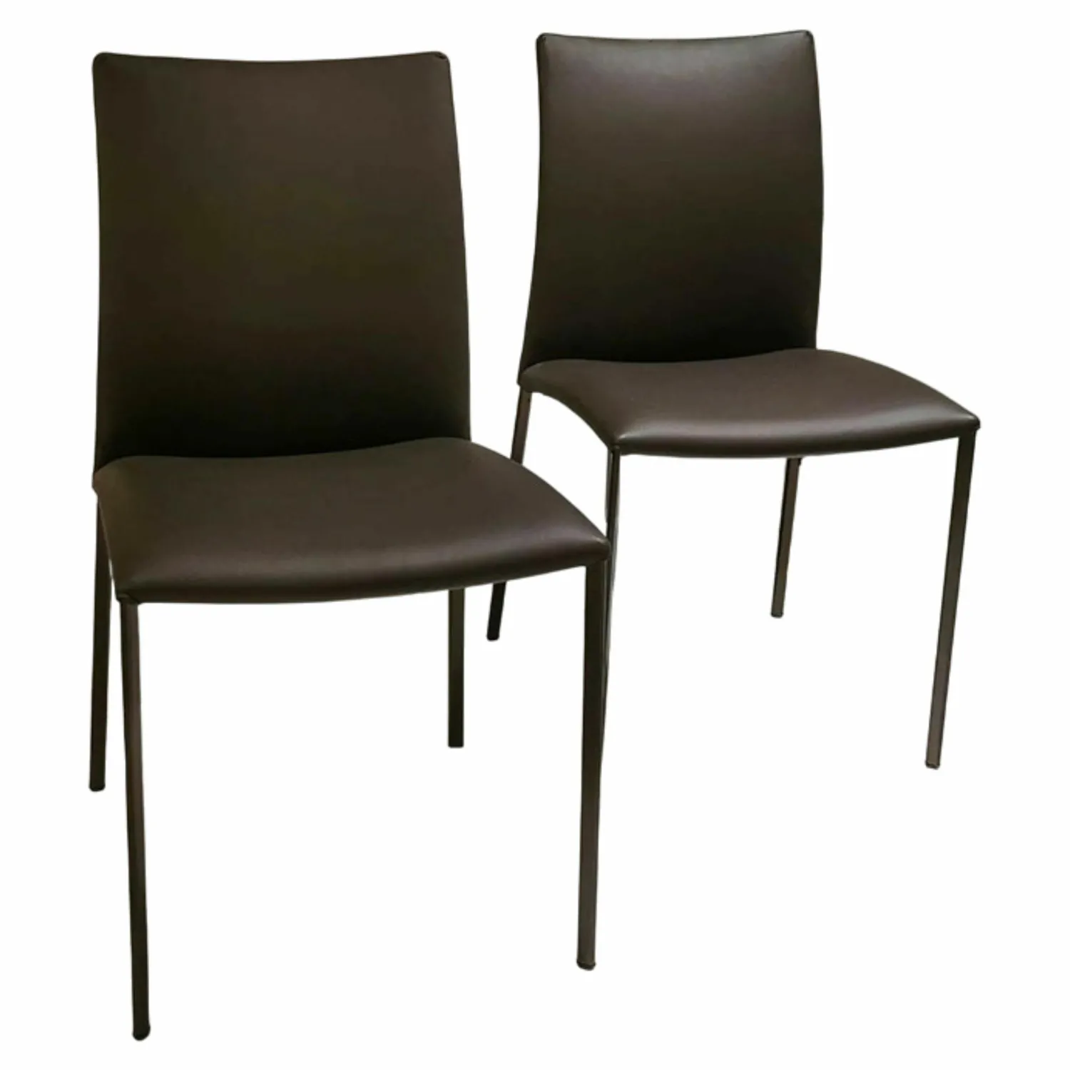 Draenert Stuhlsets|2er-Set Stuhl Nobile Soft Leder 740013 Dunkelbraun Gestell Dunkelbronze