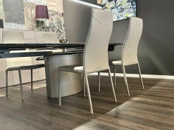 Cattelan Italia Stuhlsets|4er-Set Stuhl Norma Couture H Beige 951 Castoro mit Leder bezogen