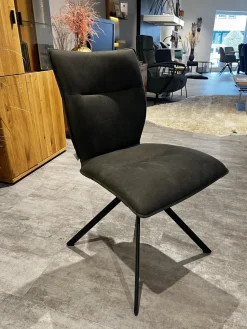 Natura Stuhlsets|4er-Set Stuhl Nottingham Stoff Microfaser Aberdeen Anthrazit Stativ Gestell Eisen Schwarz